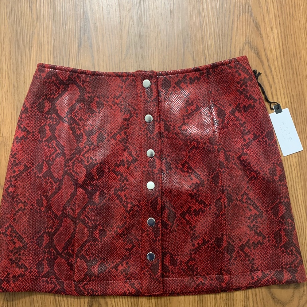 Astr Red Snakeskin skirt